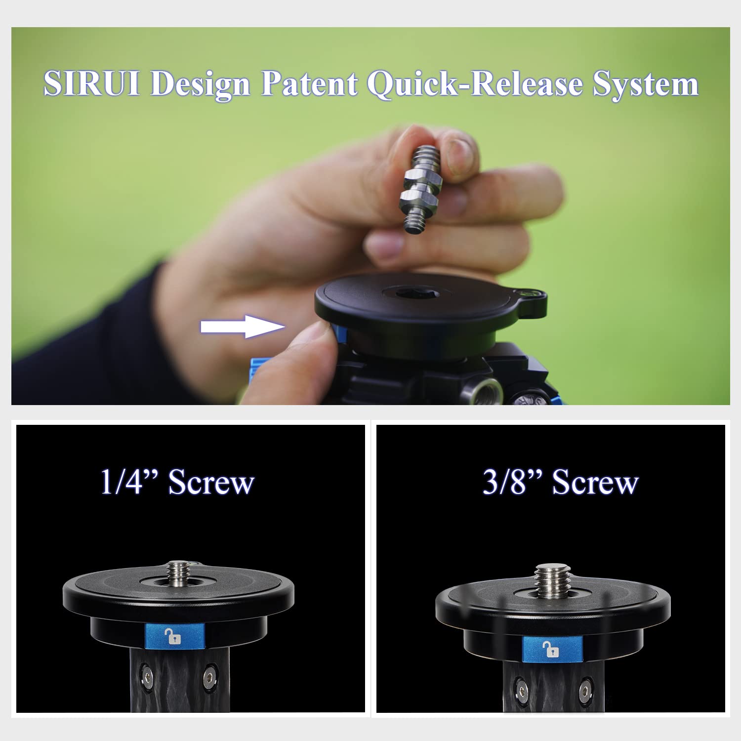 Trípode Profesional SIRUI Fibra de Carbono Resistente Impermeable 69 Pulgadas con Columna Central Triangular para Cámara DSLR y Videocámara