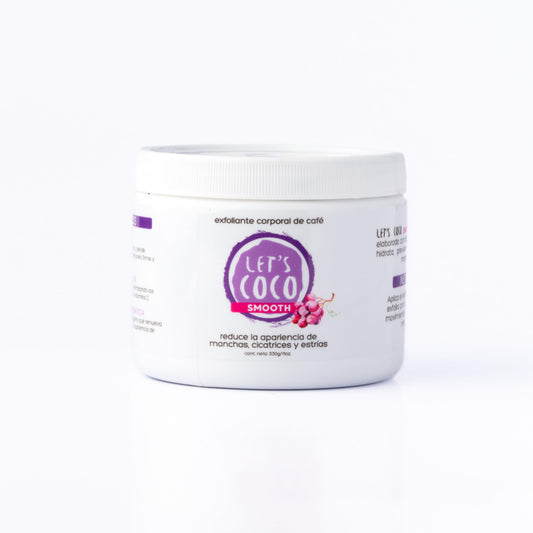LET'S COCO | Exfoliante Corporal Anti estrías y cicatrices, Let’s Coco Smooth - Exfoliante de Café, Para Uso en Todo el Cuerpo - Contenido Neto 330 Gr – 11 Oz