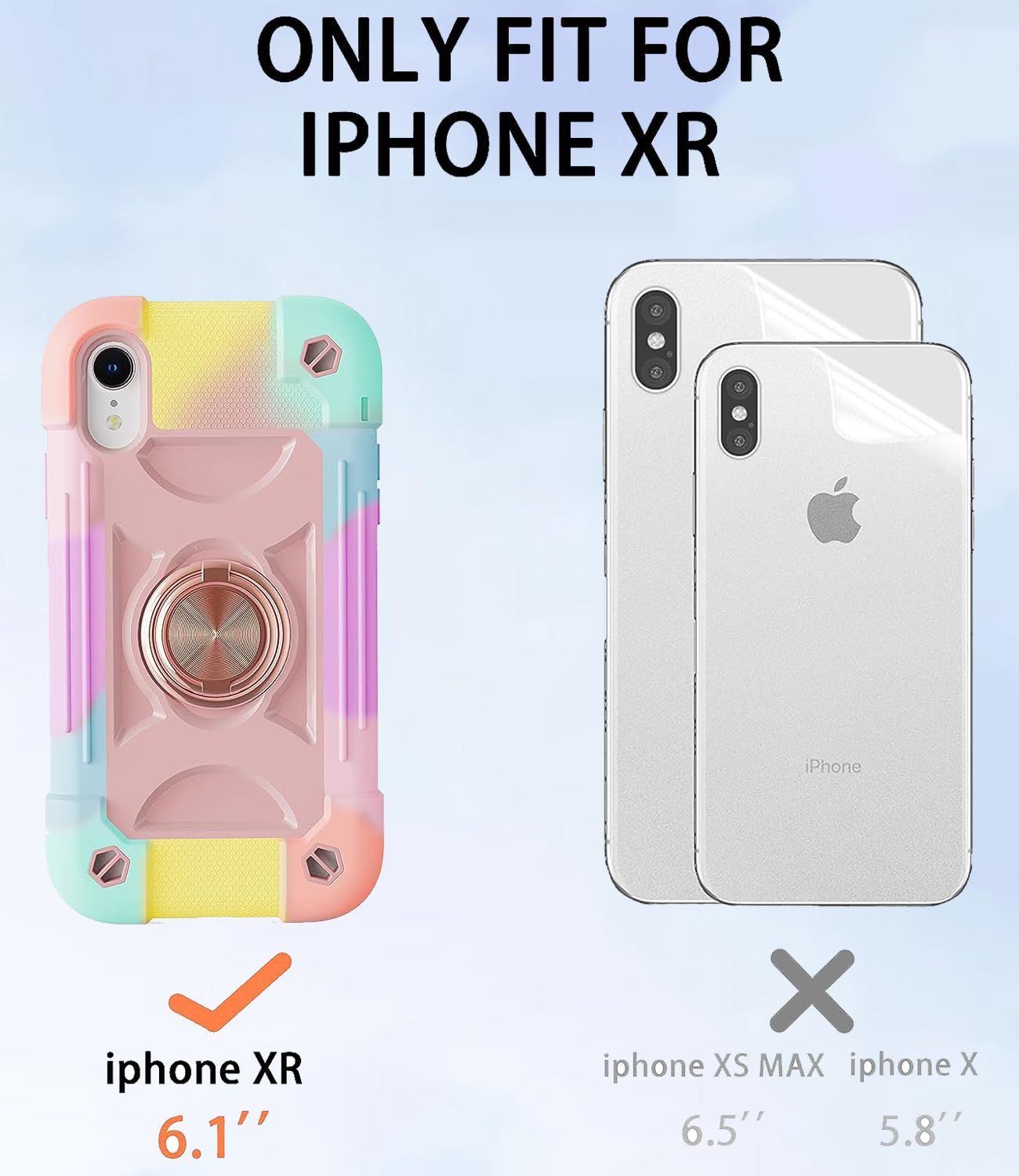 Funda para iPhone X/XS Uso rudo,con Soporte de Anillo,Resistente a caídas y Golpes,protección de Cuerpo Completo,Duradera,Resistente Funda Protectora 3 en 1 Mujer para iPhone X/XS