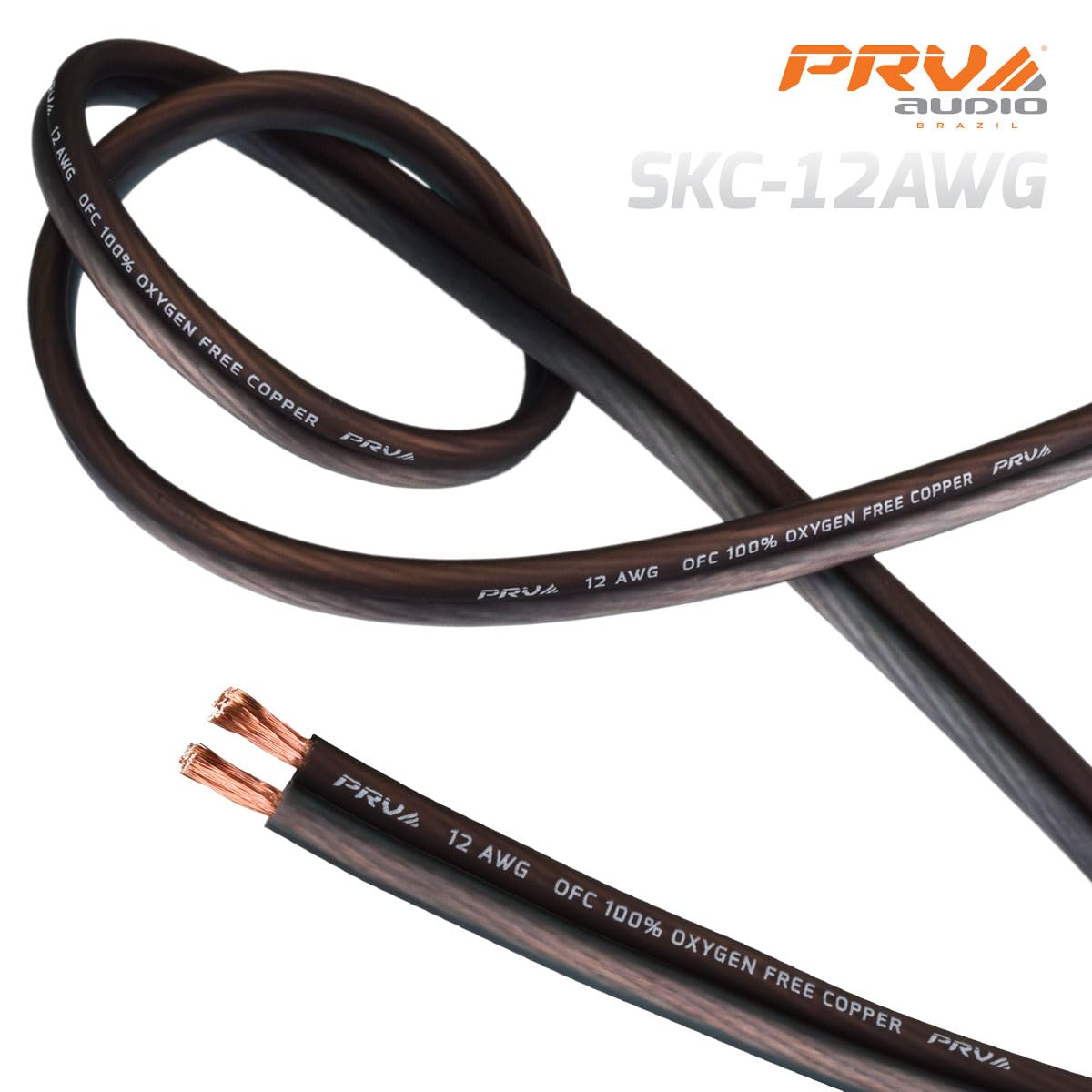 PRV AUDIO - Cable de altavoz de calibre 12 (AWG) de cobre de alta calidad sin oxígeno, rollo de 100 pies (negro/gris) cable ultra flexible para aplicaciones de audio del coche y el hogar