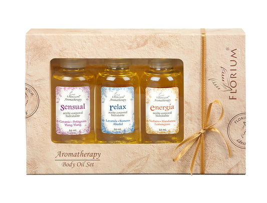 Body Oil Set - Kit de Aceites Masaje/Hidratación de Aromaterapia Caja de 3 x 60 ml c/u