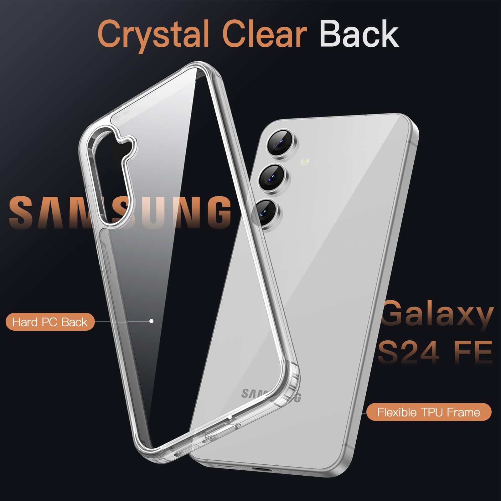JETech Funda para Samsung Galaxy S24 FE, Carcasa Anti-Amarillo Antigolpes Protectora, Respaldo Anti-Arañazos PC Dura (Transparente)