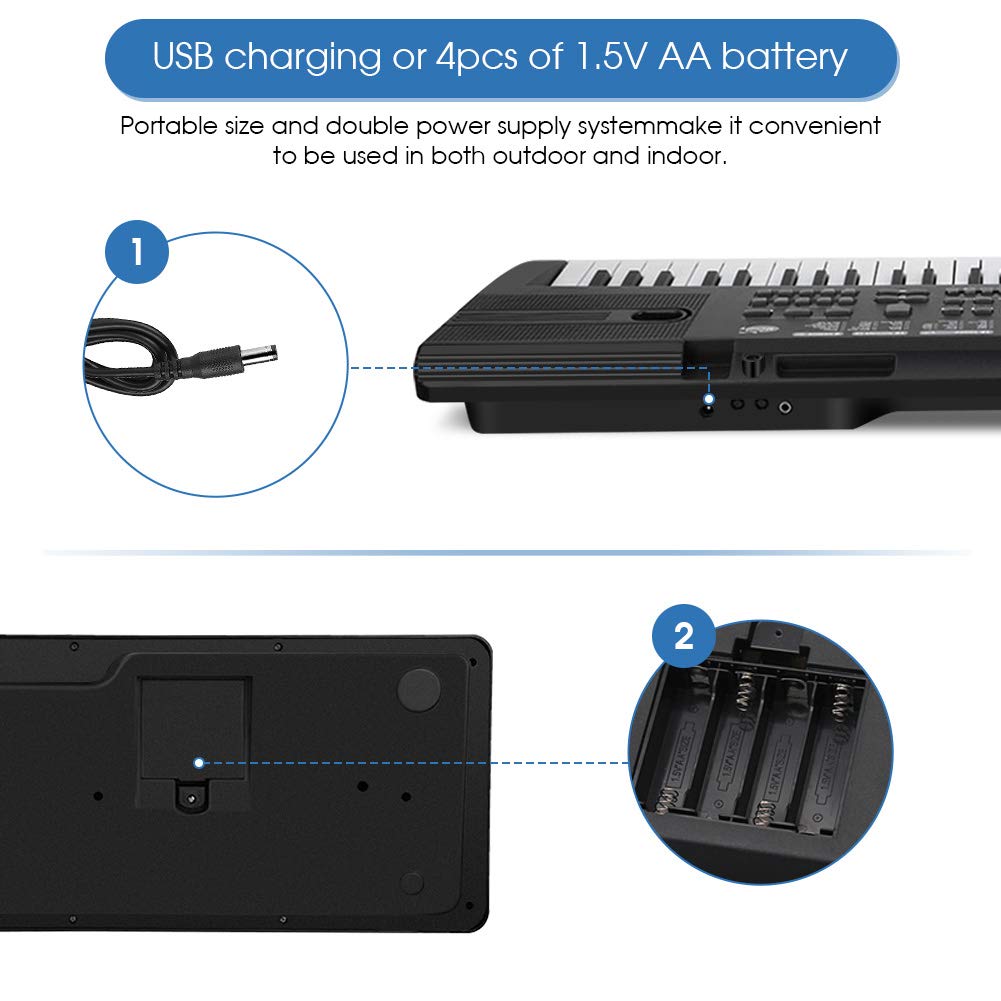 Teclado Electrónico Portátil para Principiantes con Micrófono y Soporte de Partitura
