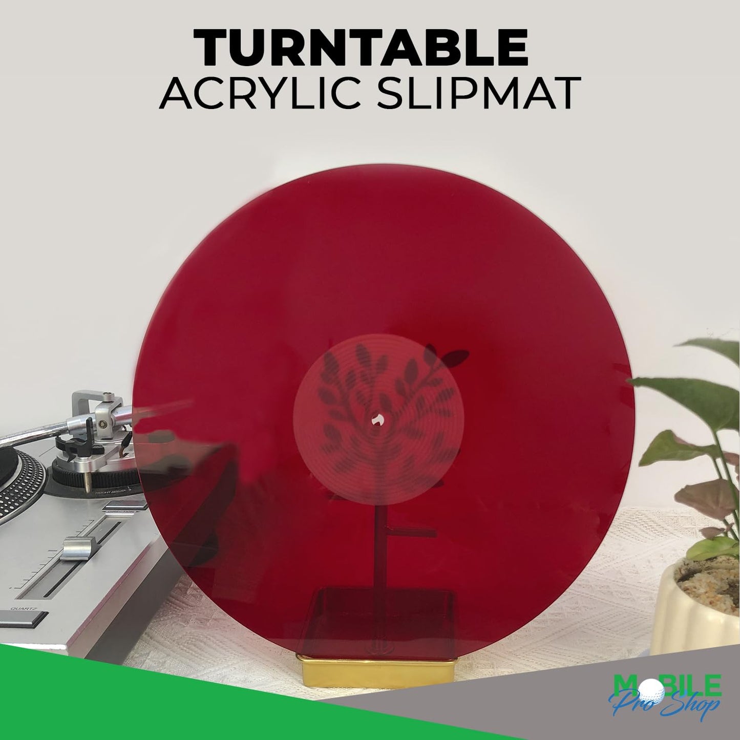 Slipmat Acrílico Mobile Pro Shop Rojo Mejora Sonido para Tocadiscos de Vinilo