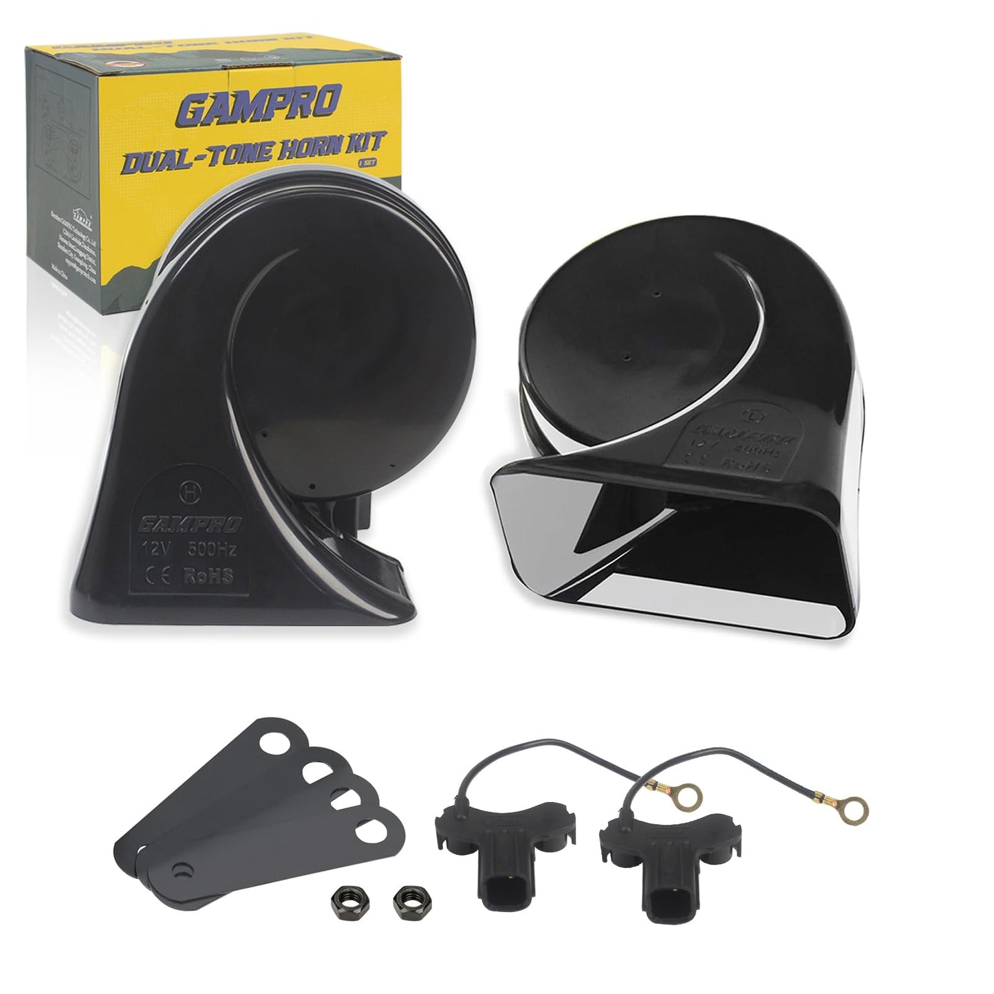 GAMPRO - Bocina eléctrica de doble tono de 12 V con enchufe utilizable para Honda cubierta impermeable kit de cuerno de caracol