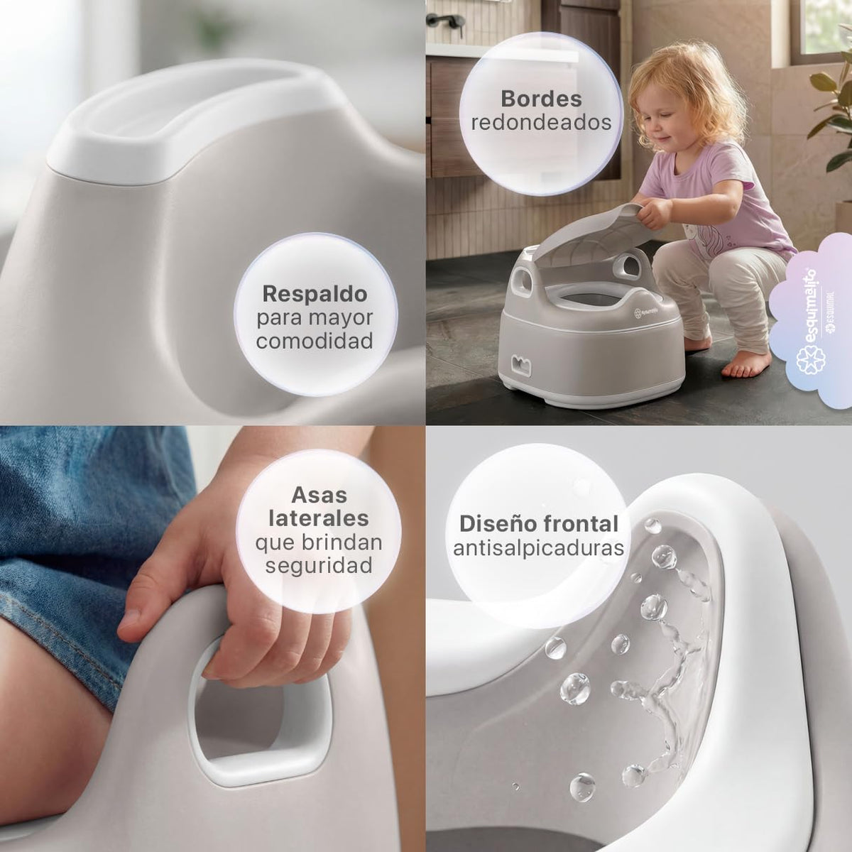 ESQUIMAL Bacinica 3 en 1 Baño Entrenador Niño y Niña Asiento WC Beige