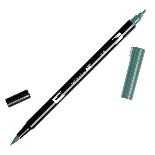 Marcador Doble Tombow Gris Verde con Punta de Brocha