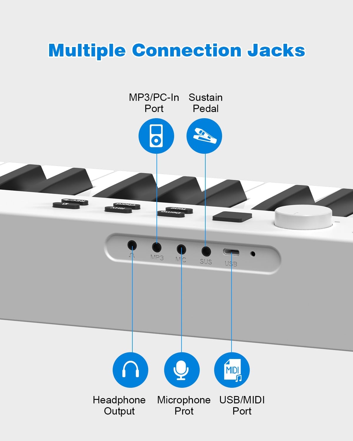 Teclado de Piano OYAYO Negro Plegable 88 Teclas para Principiantes