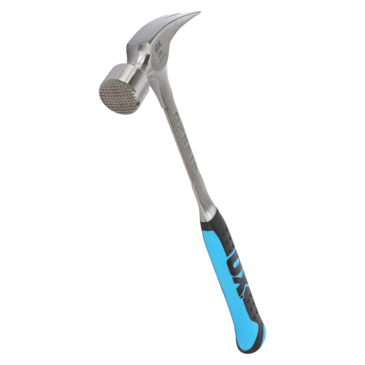 Martillo de 28 Onzas Ox Tools Cara Fresada en Mango Largo con Agarre Antideslizante y Garra de Rasgado Recta