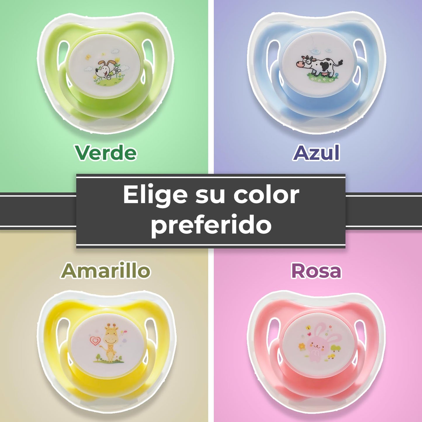 Chupón Ortodóntico Desarrolla Sentidos de tu Bebé con Tapa Protectora, Dibujos Animados, 1m+ (Verde - Perrito)