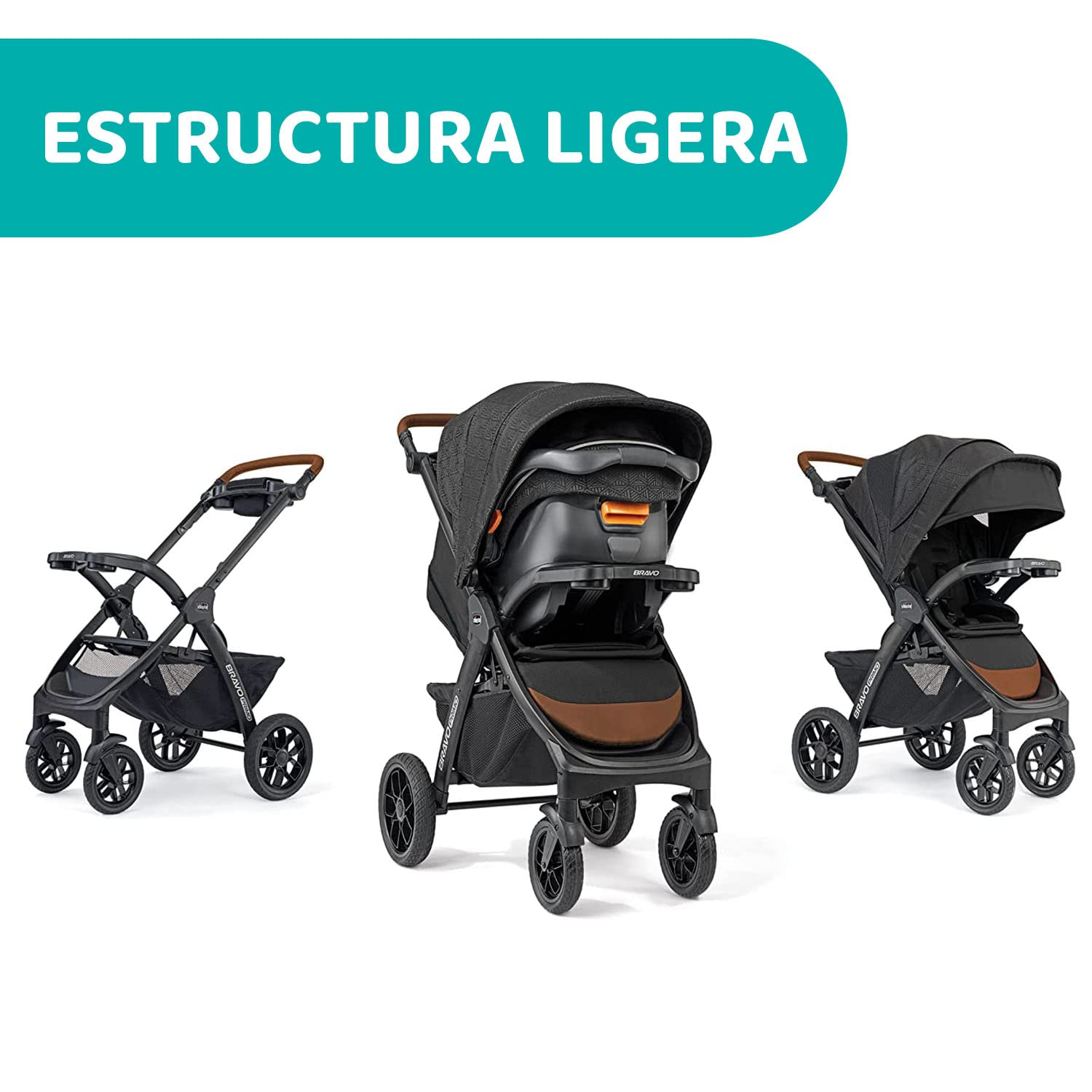 CHICCO, Carriola Modular Bravo Primo Springhill, Con Autoasiento Premium 3 en 1