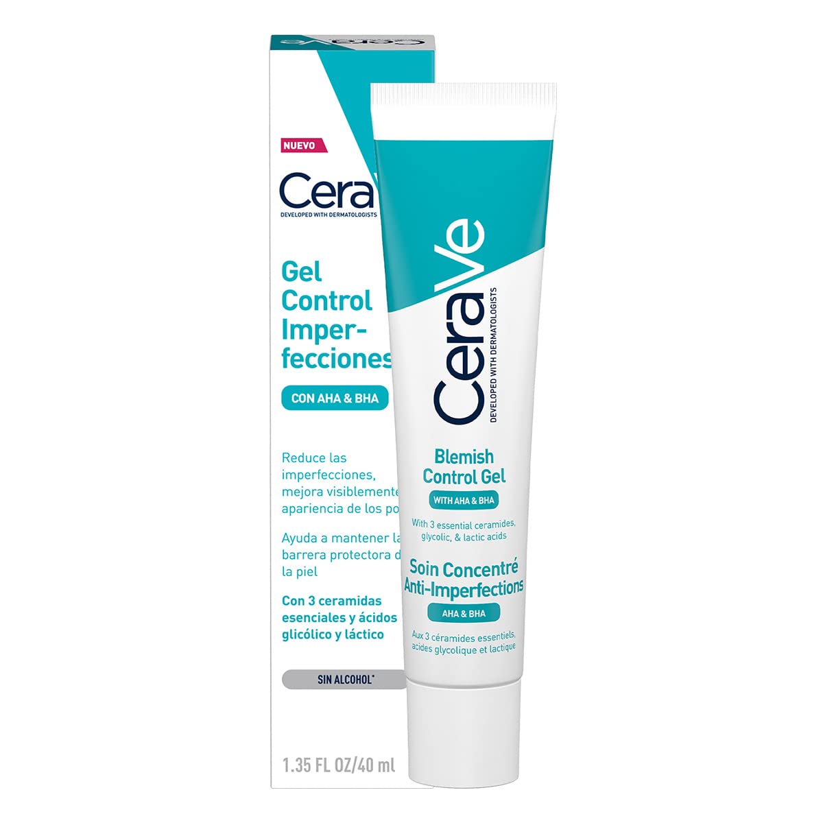 Cerave Gel Facial tratamiento Anti-imperfecciones Para Piel Grasa o Acne, 40ml + Loción Hidratante de Rostro |52ml| Hidratante facial de noche con textura ultraligera | Libre de fragancia