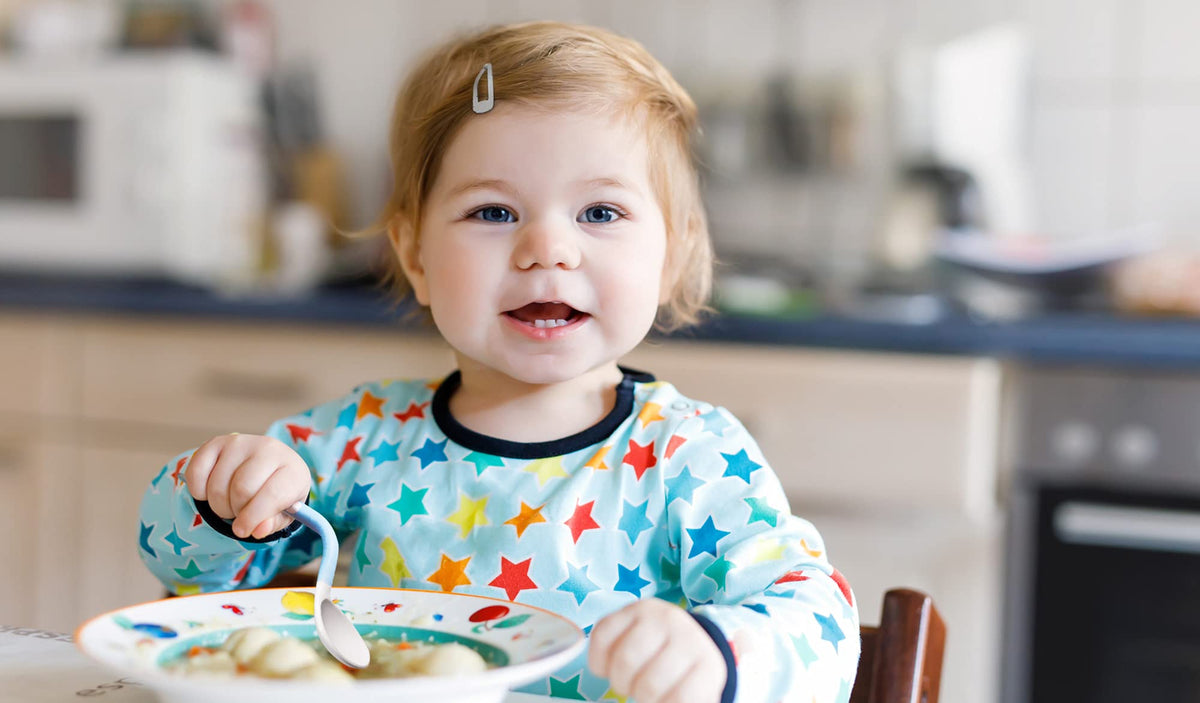 Juego de cubiertos flexibles para bebés y niños pequeños, 2 pares de cucharas y tenedores para niños pequeños, autoalimentación y entrenamiento para bebés