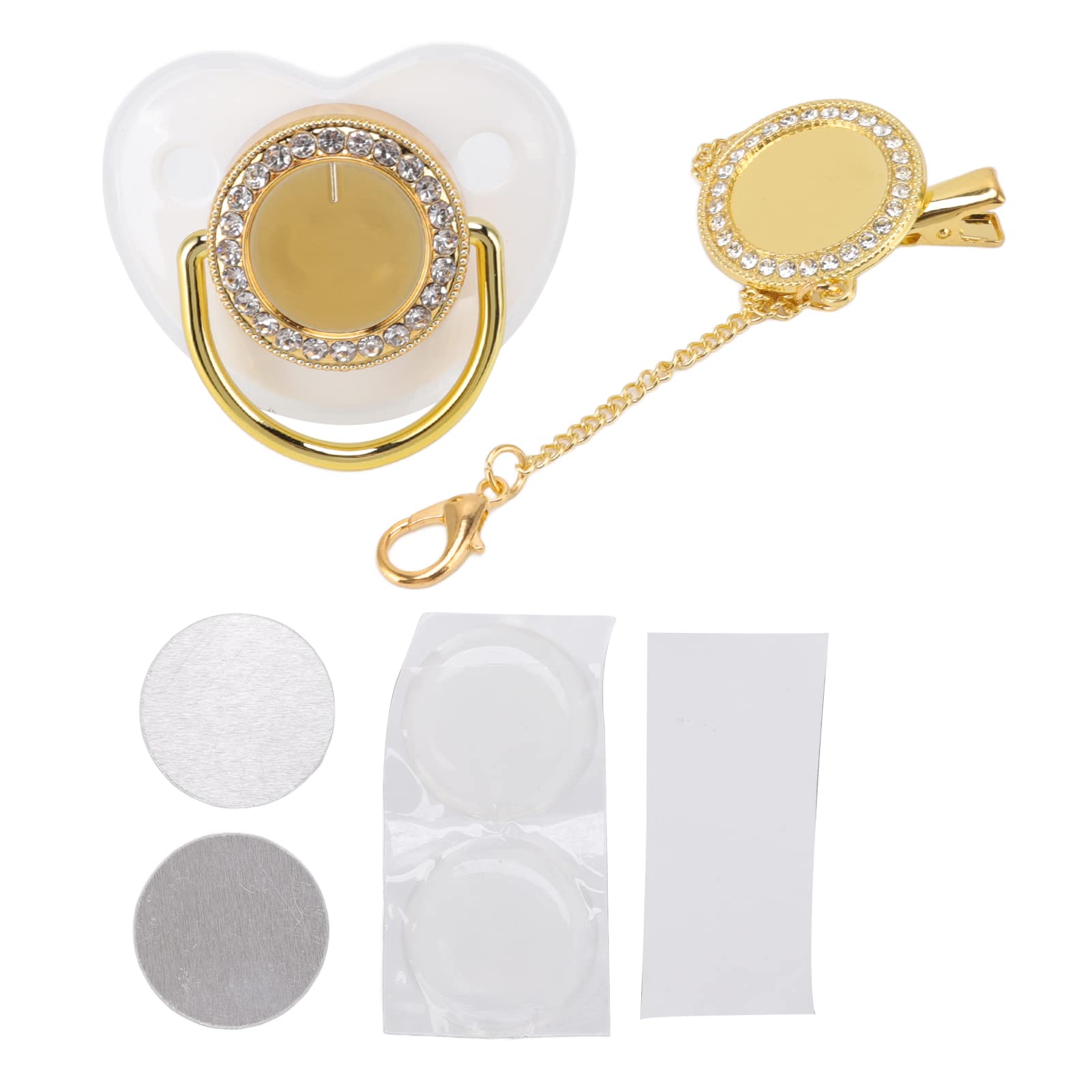 Chupete Decorativo Bling Personalizado para Fotos Bricolaje, Juego de Chupete Lujoso Blanco Ideal para Niña