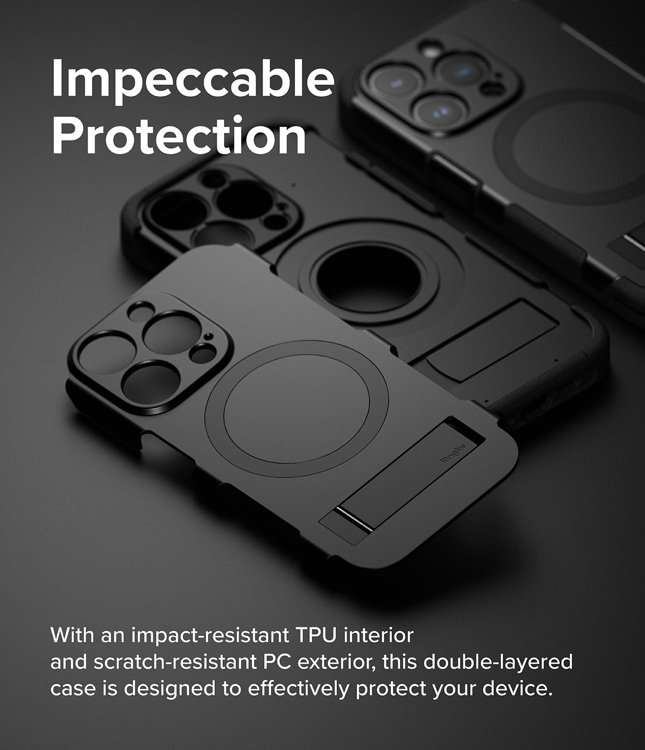 Funda Magnética Ringke Alles Black con Soporte Ajustable Compatible con iPhone 15 Pro y MagSafe para Hombre y Mujer