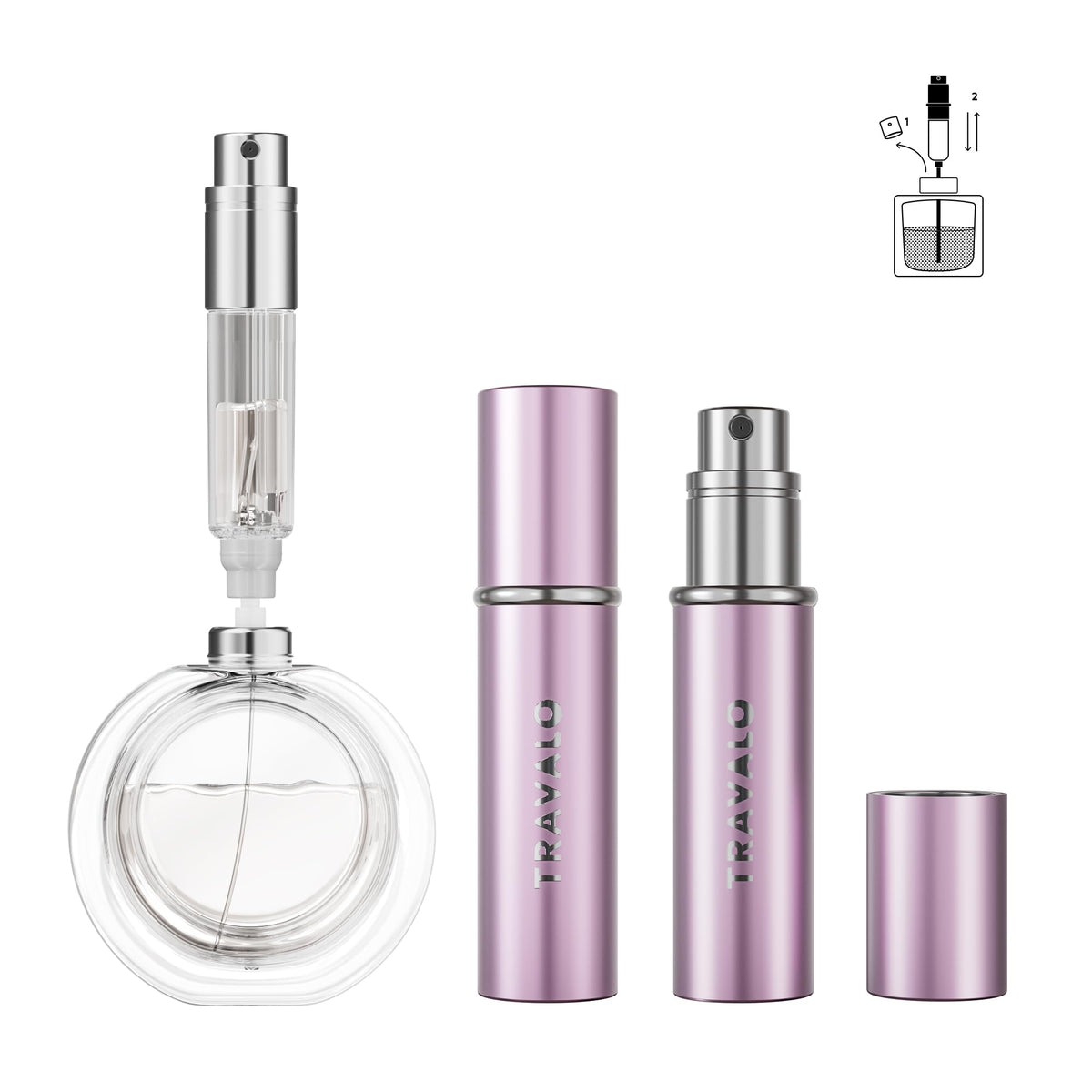 Travalo ESSENTI - Atomizador de perfume recargable, botella de viaje, mini dispensador de colonia, mini botella de aerosol portátil para mujeres y hombres, regalo, plateado, 0.2 Ounces, ESSENTI