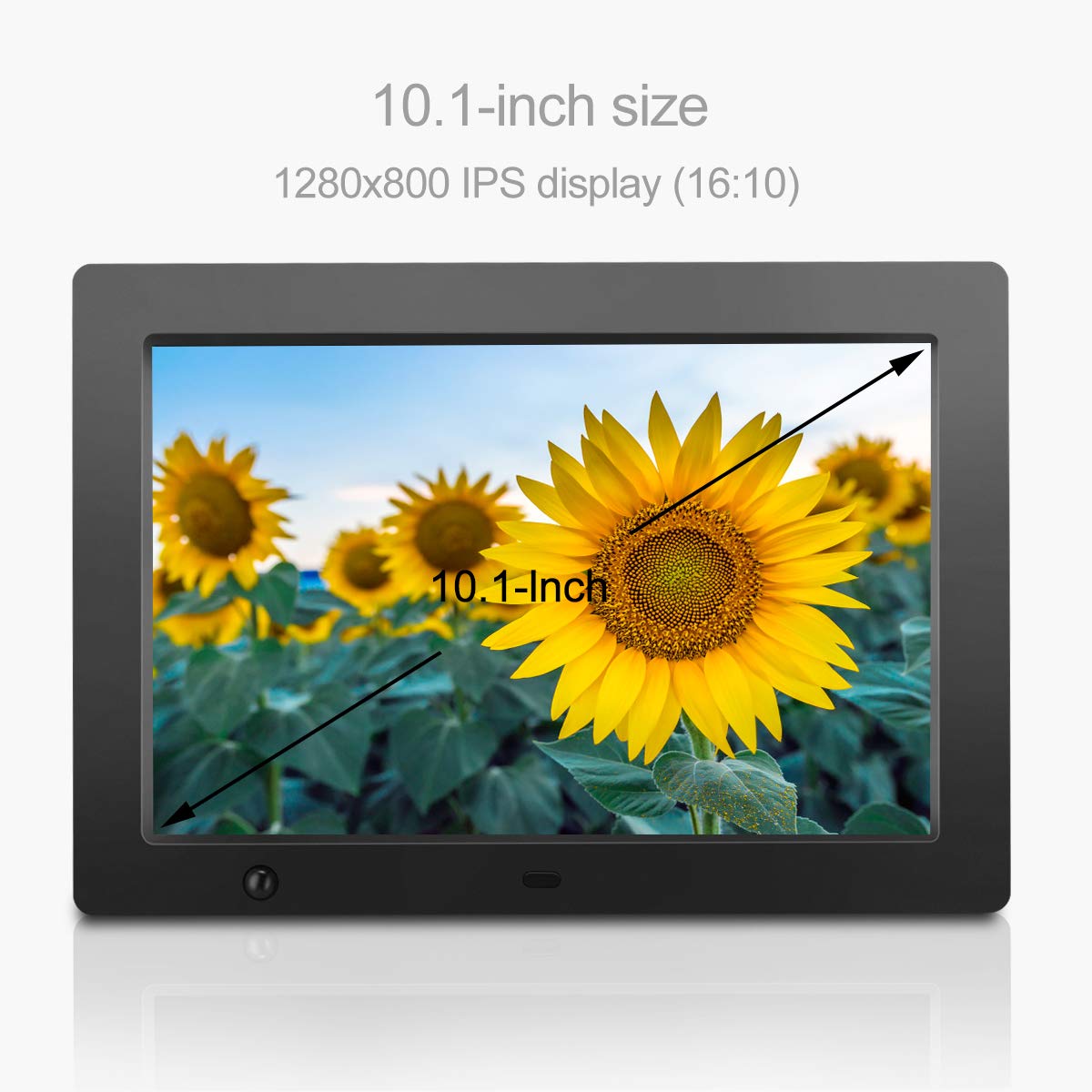 FLYAMAPIRIT - Marco digital para fotos de 10 pulgadas con visualización HD IPS con sensor de movimiento, vídeo, música de fondo, calendario, reloj, rotación automática, los mejores regalos