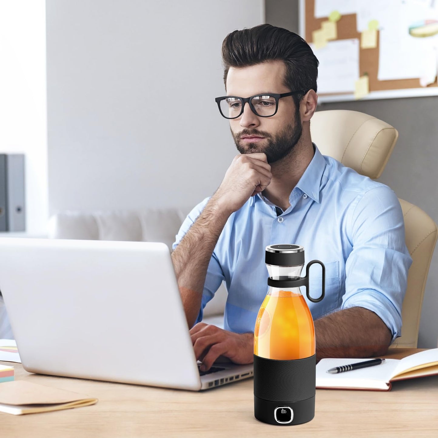 Licuadora Portátil MIAOKE Verde 6 Cuchillas con Pantalla LED Recargable USB para Deportes y Viajes