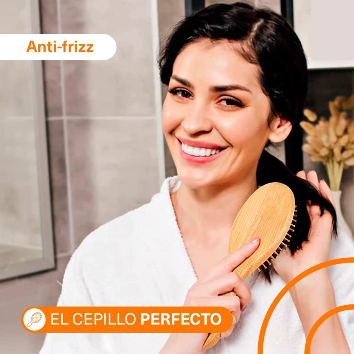 Cepillo De Bambú Cepillo Madera Natural Biodegradable Cepillo para el Cabello Hecho de Bambú - Cepillo de Madera para todo tipo de Cabello y Pelo - Cerdas Naturales - Cepillo Desenredante - Para Masaje