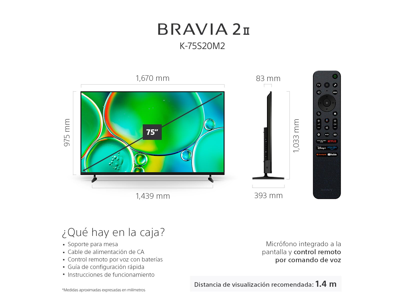 Sony BRAVIA 2 II Pantalla 75” LED 4K HDR Google TV 2025