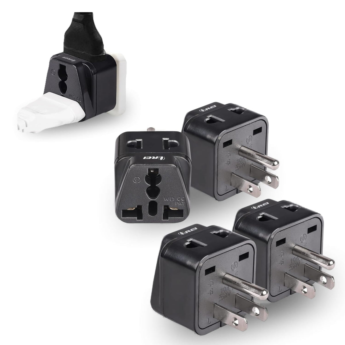 Adaptador Universal Tipo B Orei Negro 2 en 1 Juego de 4 Piezas