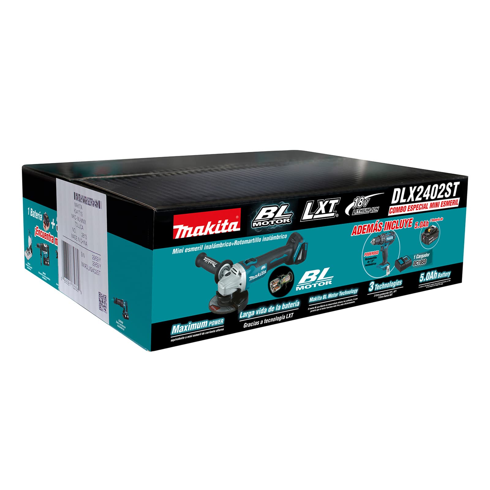 Makita Combo de rotomartillo y miniesmeril 4-1/2 inalambrico 18V DLX2402ST