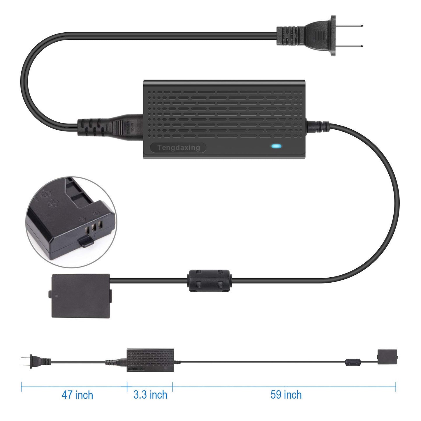 Tengdaxing ACK-E10 - Kit de adaptador de corriente LP-E10 con cable para cámaras Canon EOS Rebel T3 T6 T5 T7 1100D 1200D 1300D 1500D 2000D Kiss X50 X70 X80 X90