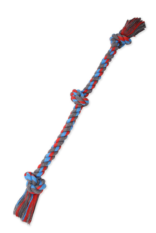 Mammoth Masticables Color 3 nudos cuerda tirón – Premium algodón – Juguete de cuerda de poliéster para perros – Juguete interactivo para perro – Juguete para masticar perro para perros grandes – XL – XL 36 pulgadas