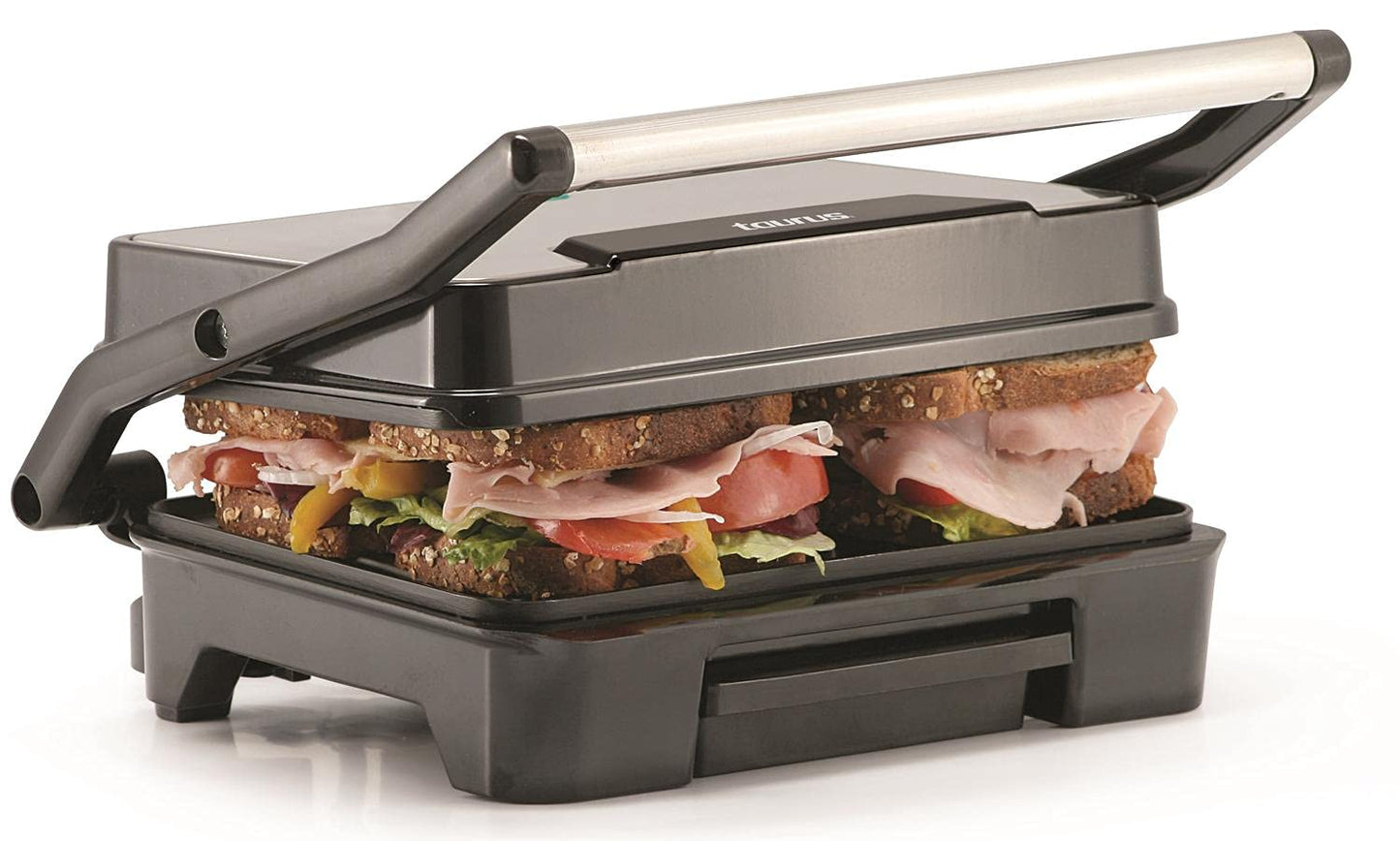 Sandwichera Panini Taurus Acero Inoxidable con Recubrimiento Antiadherente y Placa Superior Basculante