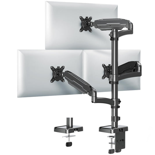 Soporte para Monitor Triple MOUNT PRO Negro Ajustable con Resorte de Gas