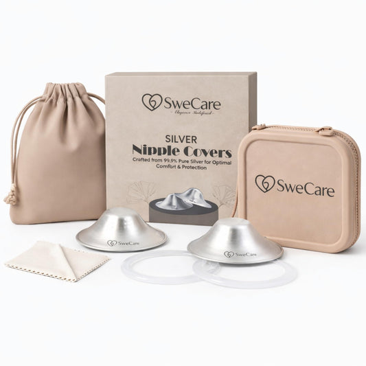 Cubiertas para Pezones SweCare Plateadas Reutilizables 99.9% para Madres que Amamantan