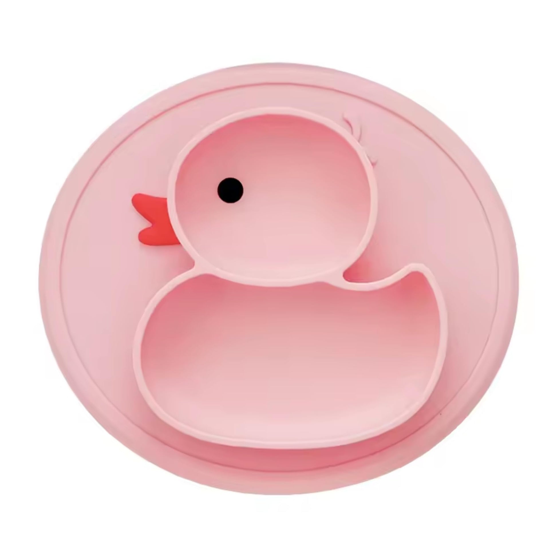 Plato de Patito para Bebé Antideslizante de Silicona con Divisiones - Ideal para Alimentación Complementaria