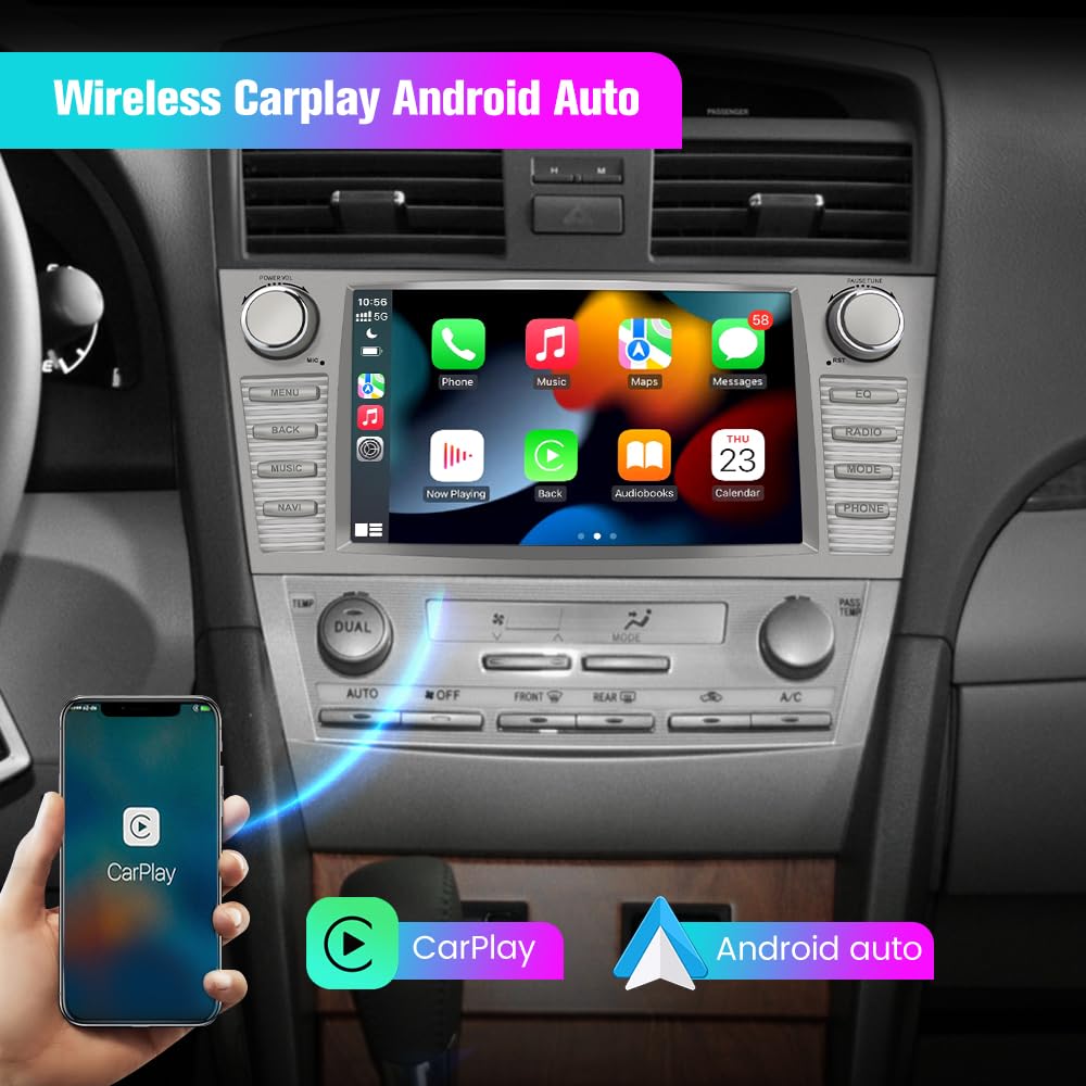 Radio de Coche Android 13 para Toyota Camry 2007-2011 Visualización Táctil 9 Pulgadas 2GB+32GB con Cámara CarPlay Bluetooth WiFi GPS