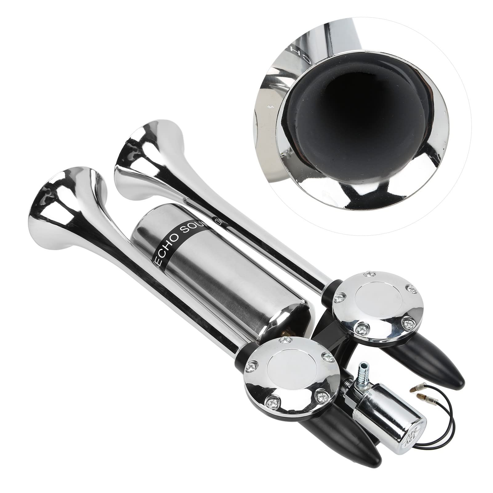 Bocina de Aire para Coche de 300DB, Altavoz de Doble Tubo Cromado de Aleación de Zinc para Tren, Barco, SUV, RV, Camión, Motocicleta, de 12V/24V
