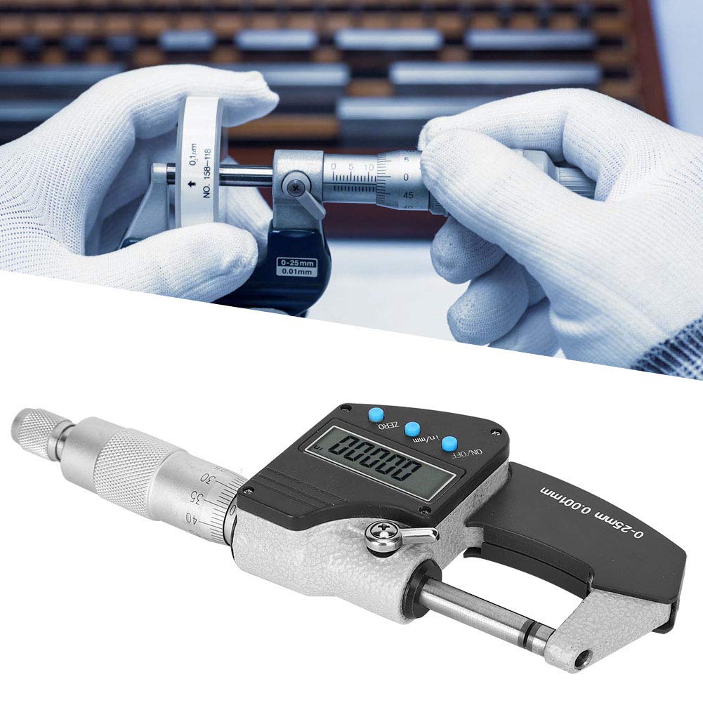 Micrómetro Digital Pantalla Grande Precisión Métrico Externo Imperial 0-25 mm para Medición de Espesor