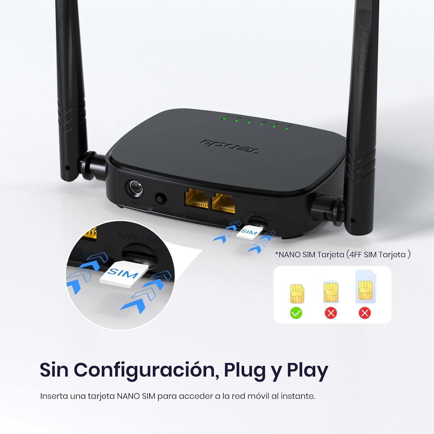 Tenda 4G03 Pro Router 4G LTE Portátil | WiFi 300Mbps + Puerto LAN/WAN | Plug & Play, Compatible con Operadores Múltiples