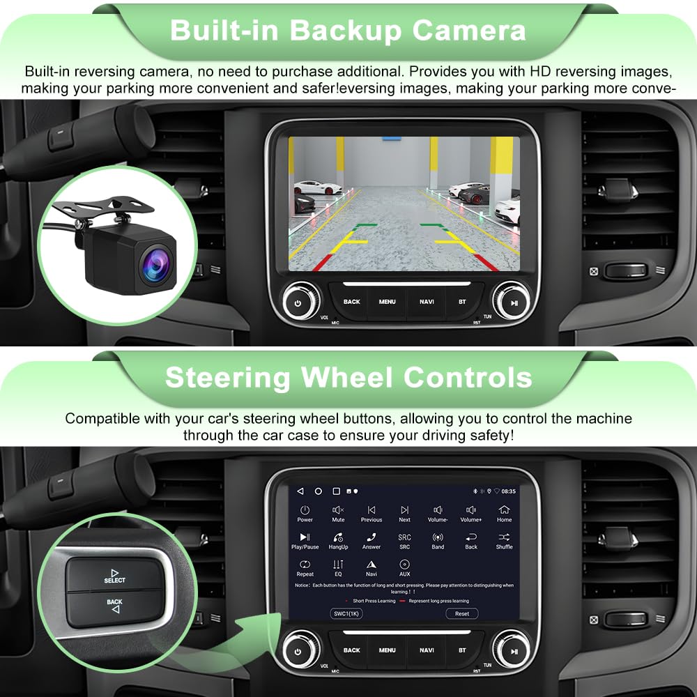 Radio de Coche Dodge RAM Negro Android 13 con Carplay y Android Auto para Hombre