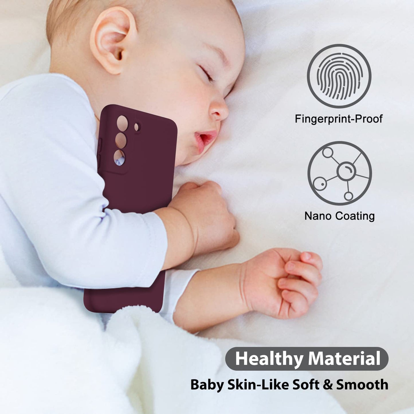 Oakxco - Funda de silicona líquida para Samsung Galaxy S21 FE 5G, bonita funda delgada de goma suave TPU suave para mujeres y niñas, diseño estético, sólido mate protector y a prueba de golpes, vino