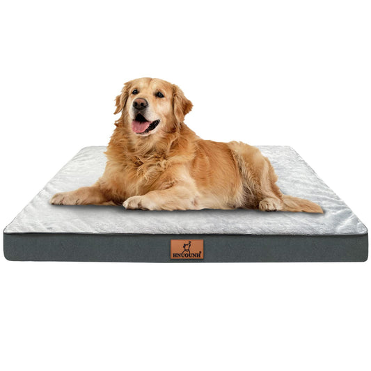 HNUOUNH Cama ortopédica para Perros, Cama Impermeable para Perros medianos, Grandes y extragrandes, Cama para Mascotas con Funda extraíble Lavable, Color Gris XL (42 x 30 x 4 Pulgadas)