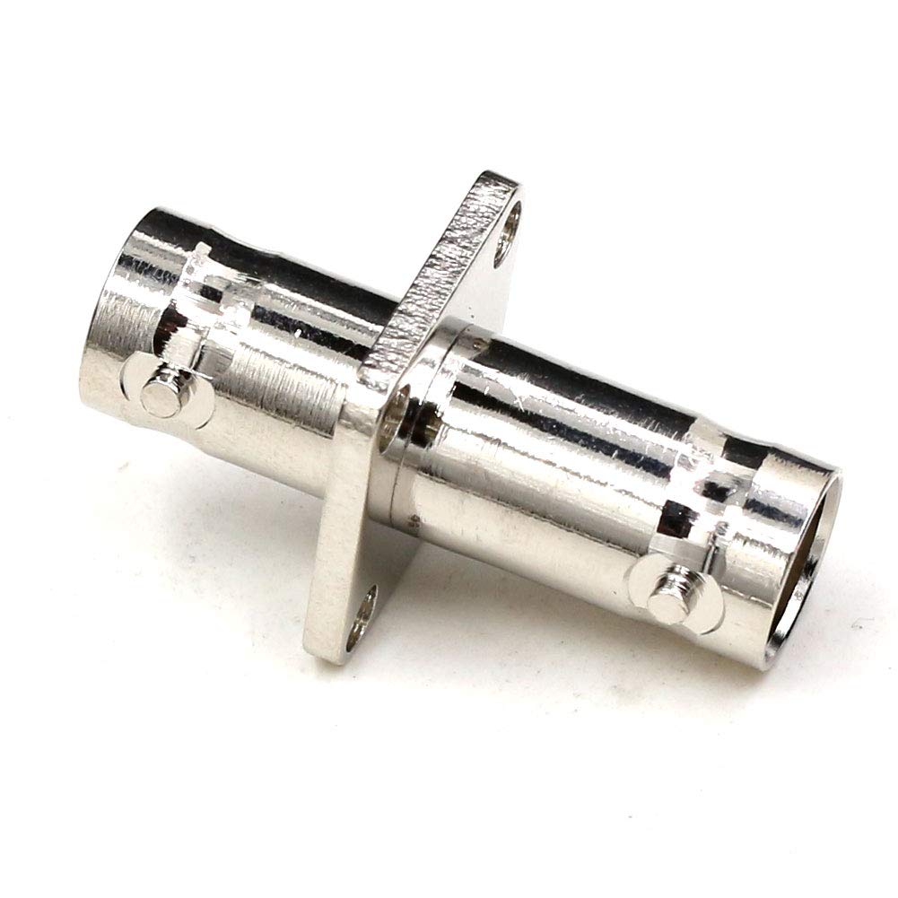 ANHAN Adaptador BNC Hembra a Hembra - Conector de Brida de 4 Agujeros RF Coaxial para Montaje en Panel - 2 Paquetes