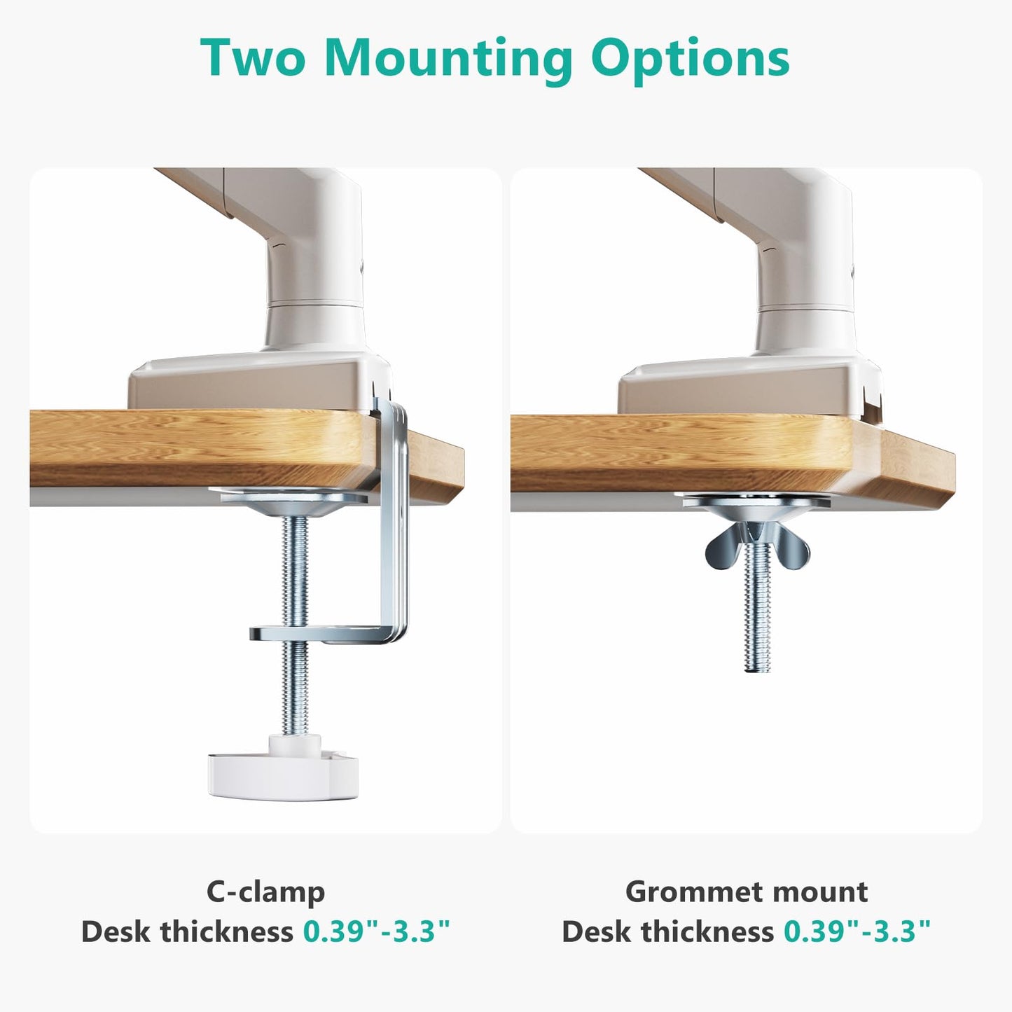 Soporte para Monitor WALI Blanco con Resorte de Gas Ergonómico Ajustable para Monitores hasta 34 Pulgadas y 12 kg