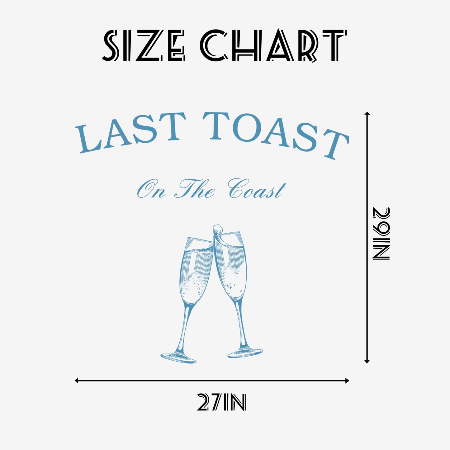 Gostman Last Toast on The Coast - Calcomanía de pared con texto en inglés "Last Toast on The Coast", letras azules con diseño de copa de vino, decoración de fiesta de boda (calcomanía costera)