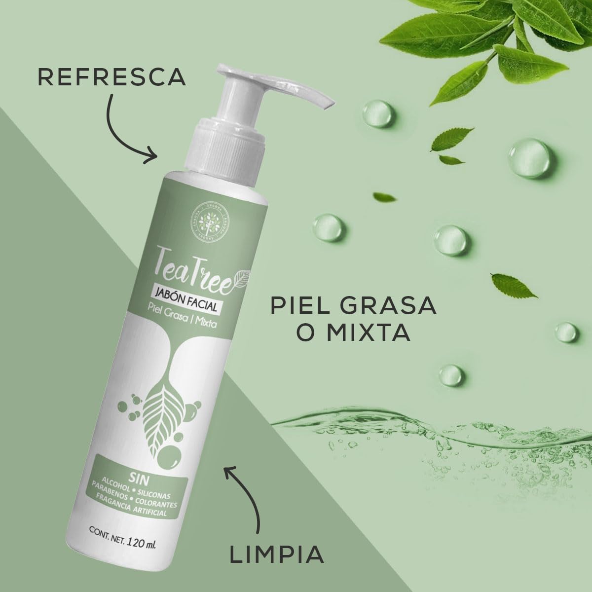 Árbora Jabón Facial Tea Tree piel grasa y acné sin parabenos 2 pack