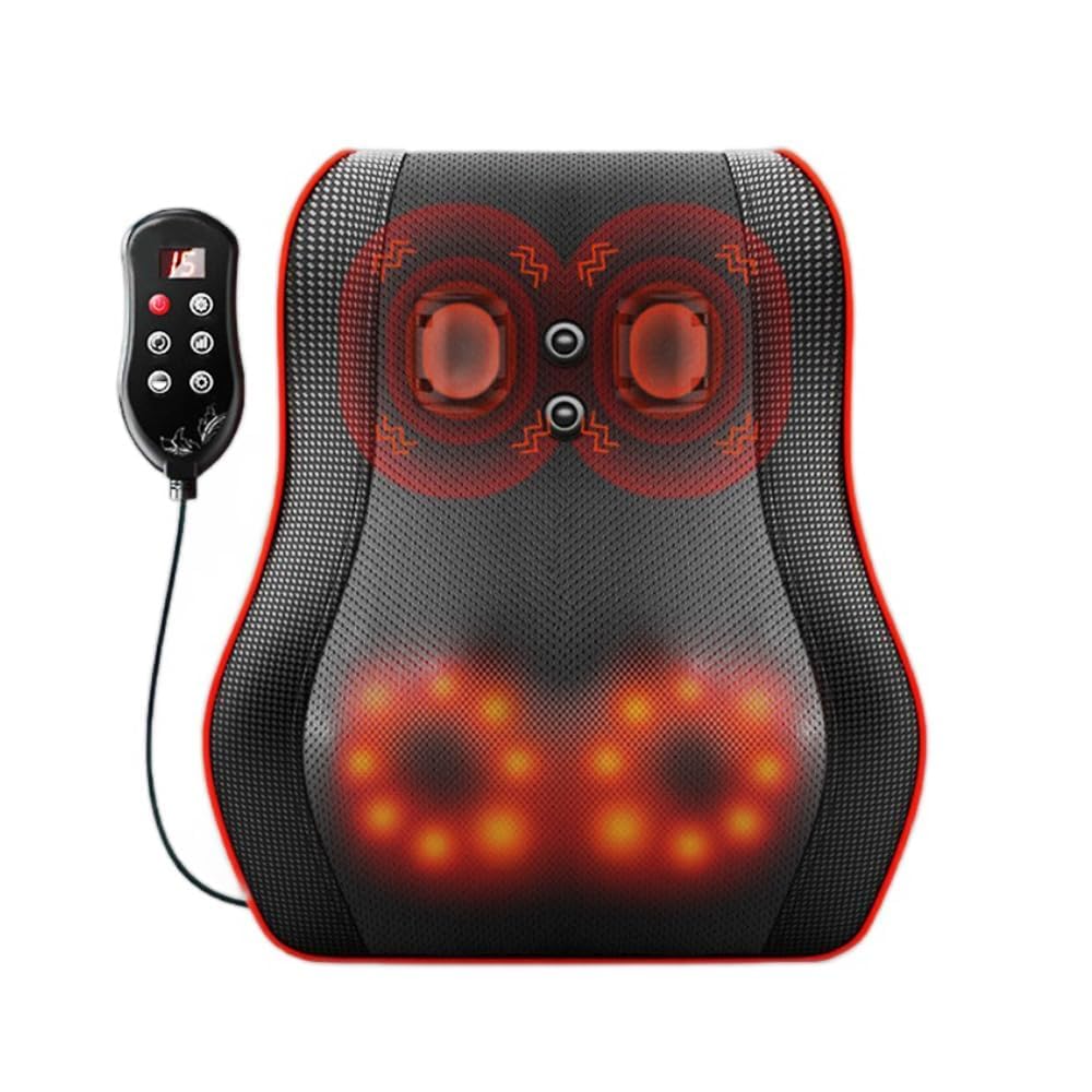 Mythya Cojines de Masaje Eléctricos, Masajeador de Espalda para Dolor de Espalda, Shiatsu Masajeador de Espalda Baja con Calor, Almohada de Masaje de Amasamiento 3D para Espalda, Cuello, Hombros
