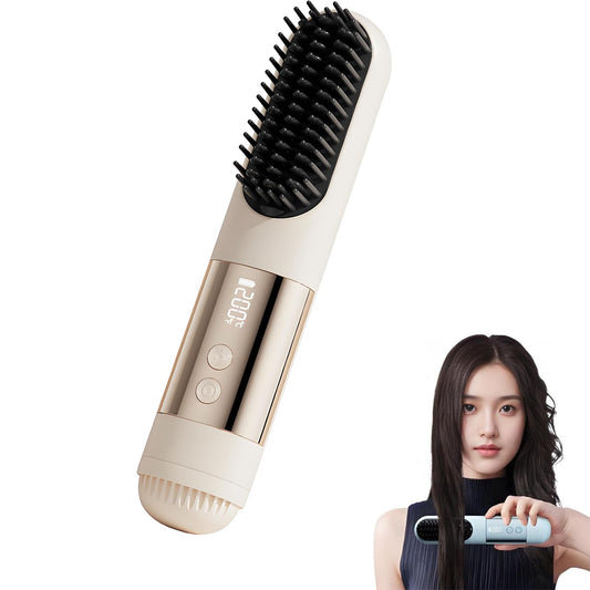 Cepillo Alisador Go Brush Pro 2026 Actualizado para Cabello Corto con 3 Ajustes de Calor y Cuidado Iónico de Cerámica