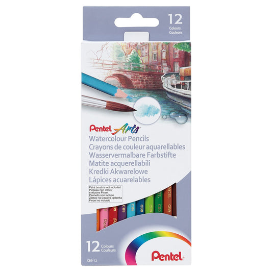 Lapices de Colores Acuareleables 2 en 1 Pentel 12 U-CB9-12-EST