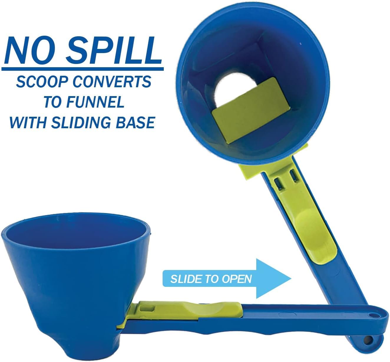 Cuchara Embudo Medidora De Polvo Gimnasio Blue Con Mango Largo 2 En 1
