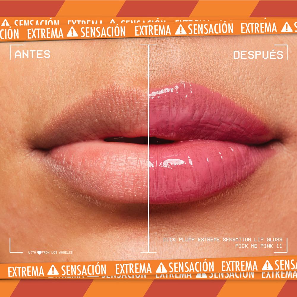 NYX Professional Makeup, Duck Plump, 7ml. Tono: Pick me Pink (rosa). Brillo labial voluminizador con efecto plumping para un volumen instantáneo. Gloss infusionado con jengibre picante para un volumen visible y de larga duración. Fórmula vegana.