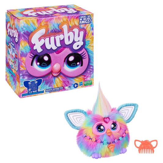 Peluche Interactivo Furby Tie Dye con 15 Accesorios de Moda para Niños y Niñas