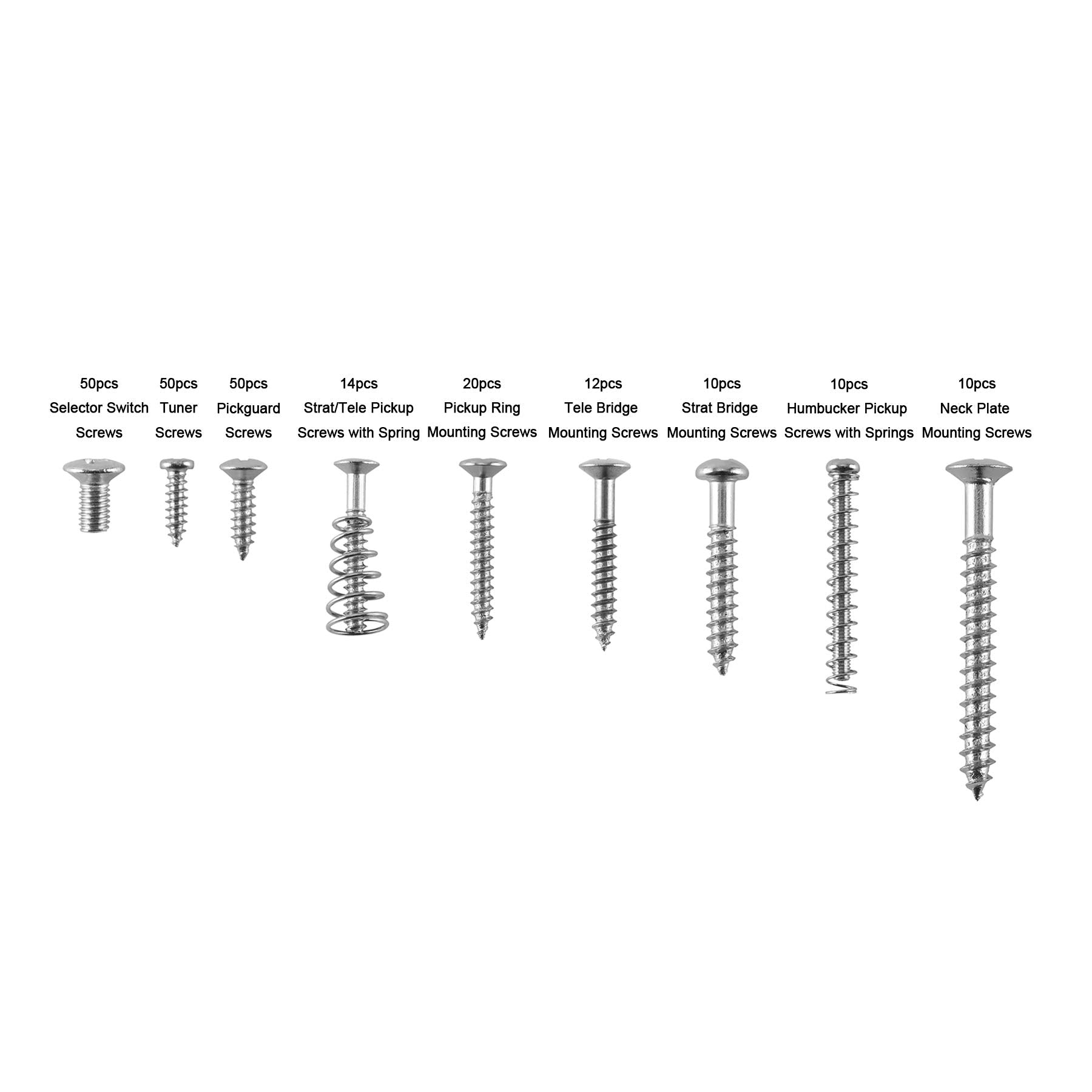 Electric Guitar Screw Kit, 226 Pieces(9 Types) with Springs for Electric Guitar Bridge, Pickup, Pickguard, Tuner, Switch, Neck Plate, Guitar Strap Buttons and a Tweezers Guitar Accessories
